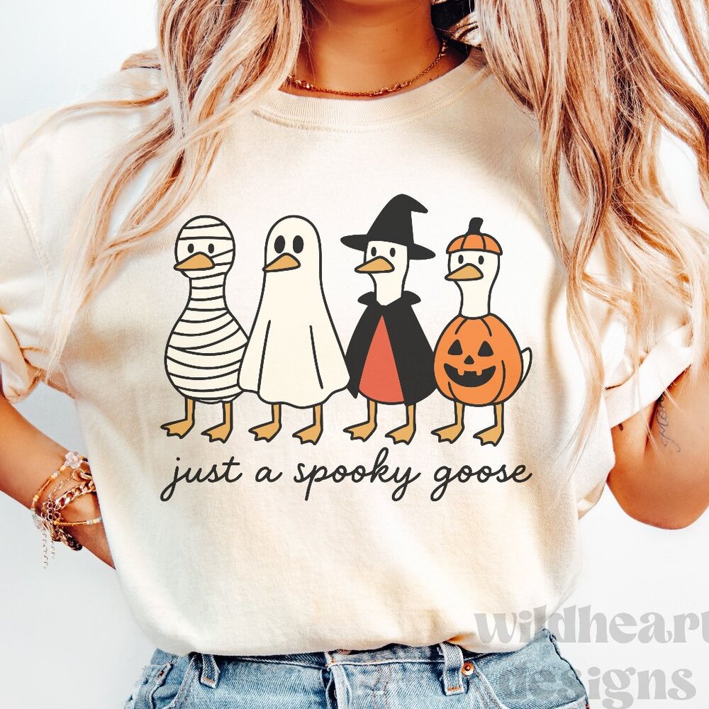 Just A Spooky Goose Shirt, Silly Goose Shirt, Halloween Shirt - Heather Dust